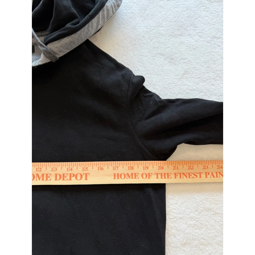 Banana Republic Mens S Black Henley Hoodie 100% Cotton Pullover Sweater travel